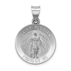 14k White Gold Saint Florian Medal Pendant