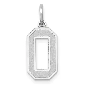 14k White Gold Satin Brush Finish Medium Size Number 0 Charm Pendant