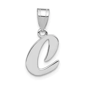 14k White Gold Script Design Letter C Initial Pendant