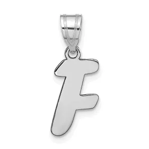 14k White Gold Script Design Letter F Initial Pendant