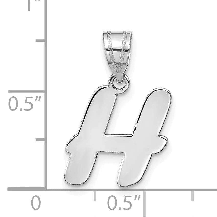 14k White Gold Script Design Letter H Initial Pendant