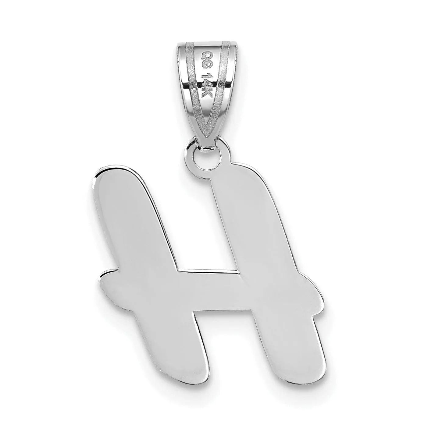 14k White Gold Script Design Letter H Initial Pendant