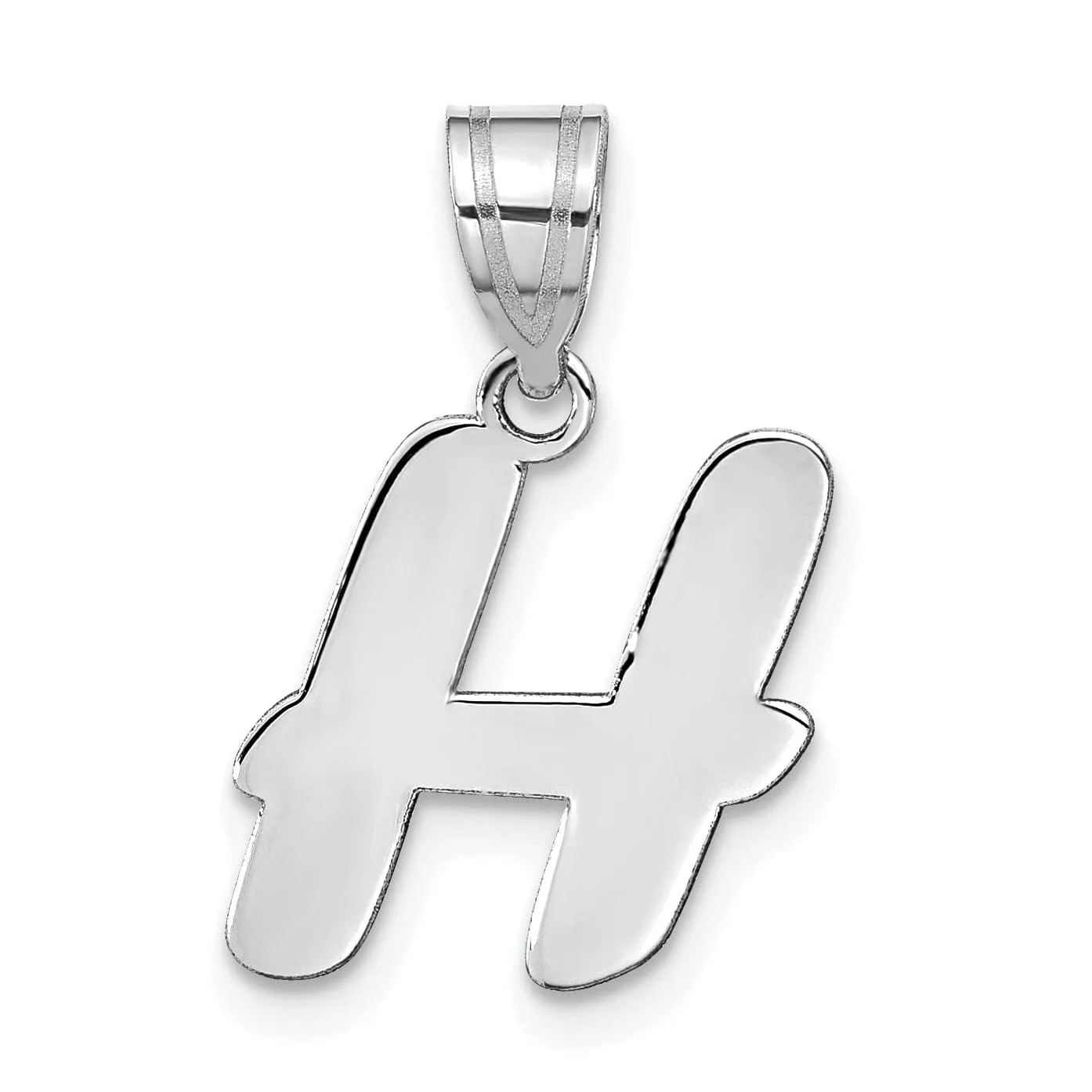 14k White Gold Script Design Letter H Initial Pendant