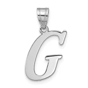 14k White Gold  Slanted Design Letter G Initial Charm Pendant