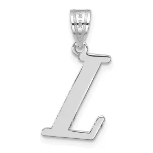 14k White Gold  Slanted Design Letter L Initial Charm Pendant