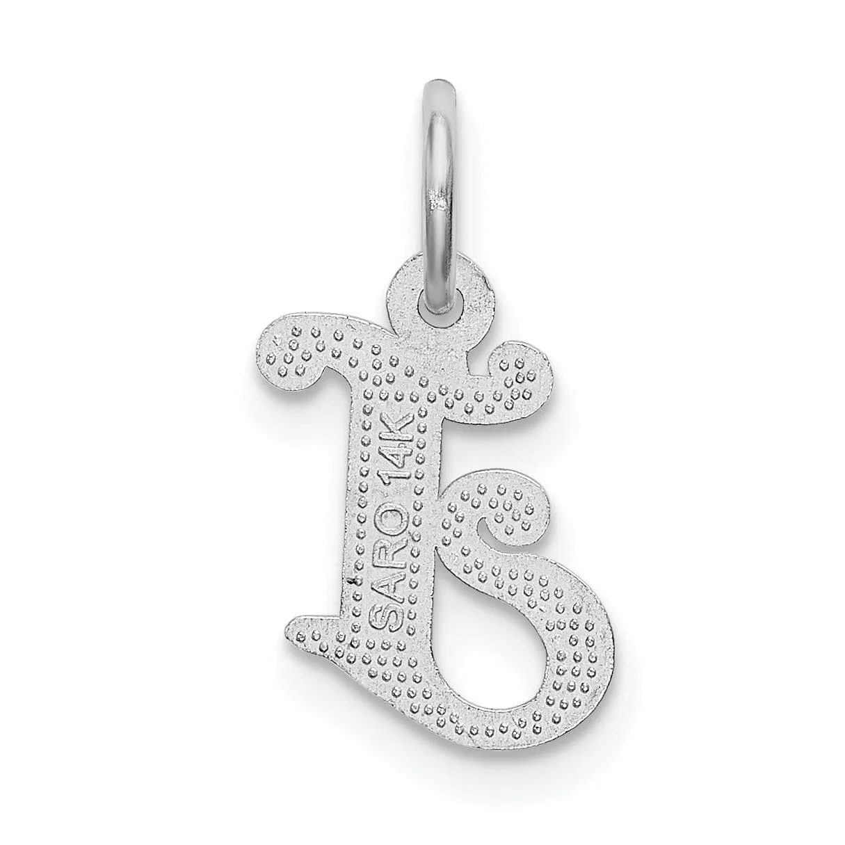 14k White Gold  Small Script Design Letter J Initial Charm Pendant