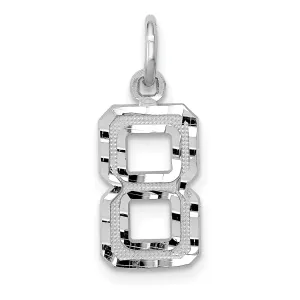 14k White Gold Small Size Diamond Cut Texture Finish Number 8 Charm Pendant