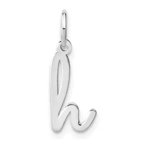 14K White Gold Small Size Lower Case Script Letter H Initial Pendant