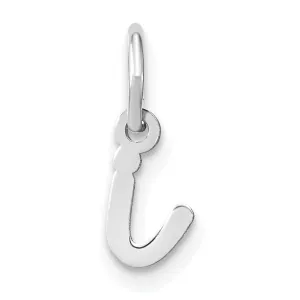 14K White Gold Small Size Lower Case Script Letter I Initial Pendant