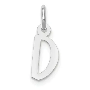 14k White Gold Small Slanted Block Letter D Initial Pendant