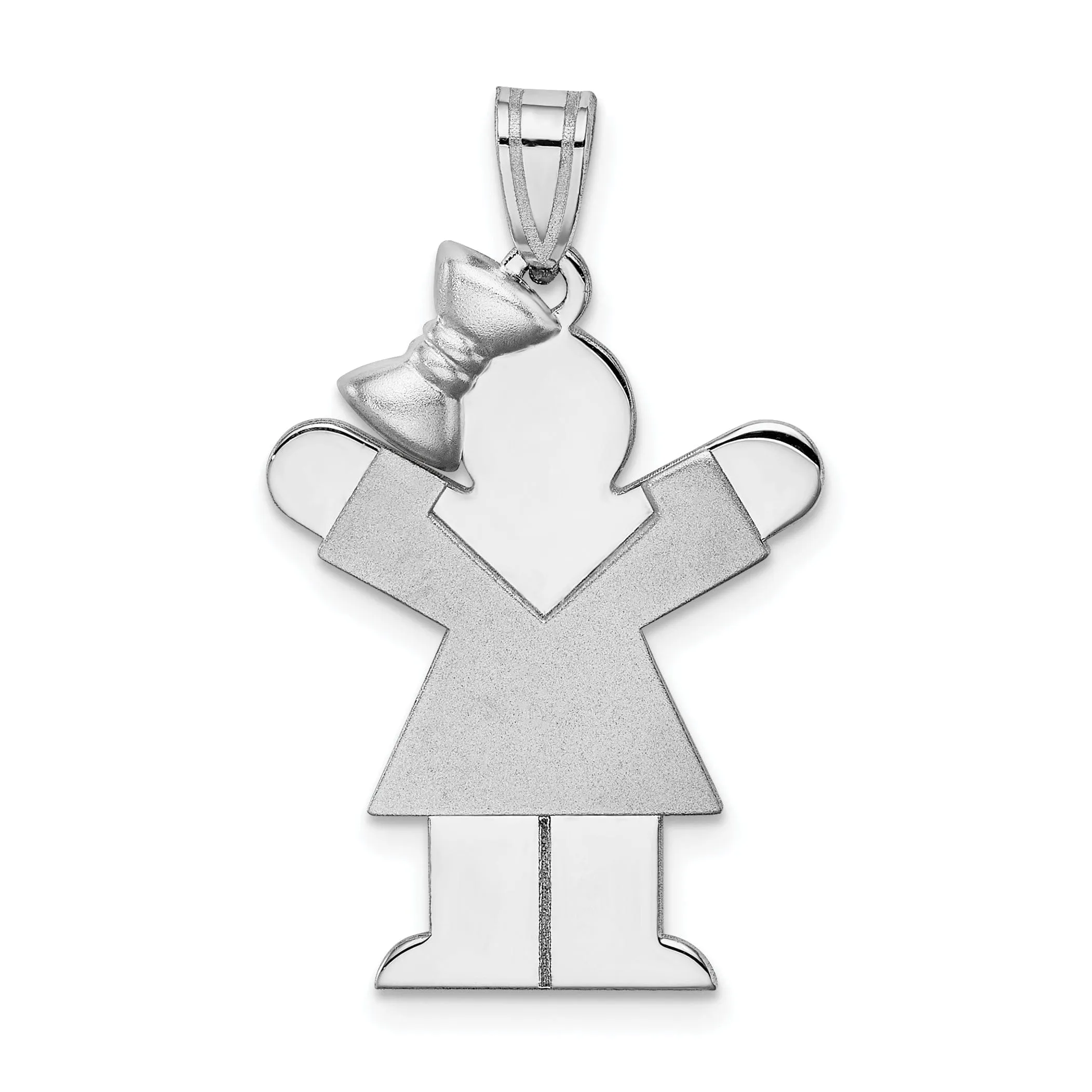 14k White Gold Solid Girl With Bow Love Charm