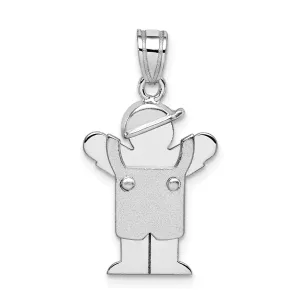 14k White Gold Solid Small Boy With Hat Love Charm