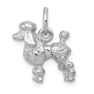 14K White Gold Textured Polished Finish 3-Dimensional Poddle Dog Charm Pendant