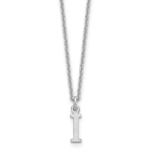 14k White Gold Tiny Cut Out Block Letter J Initial Pendant and Necklace