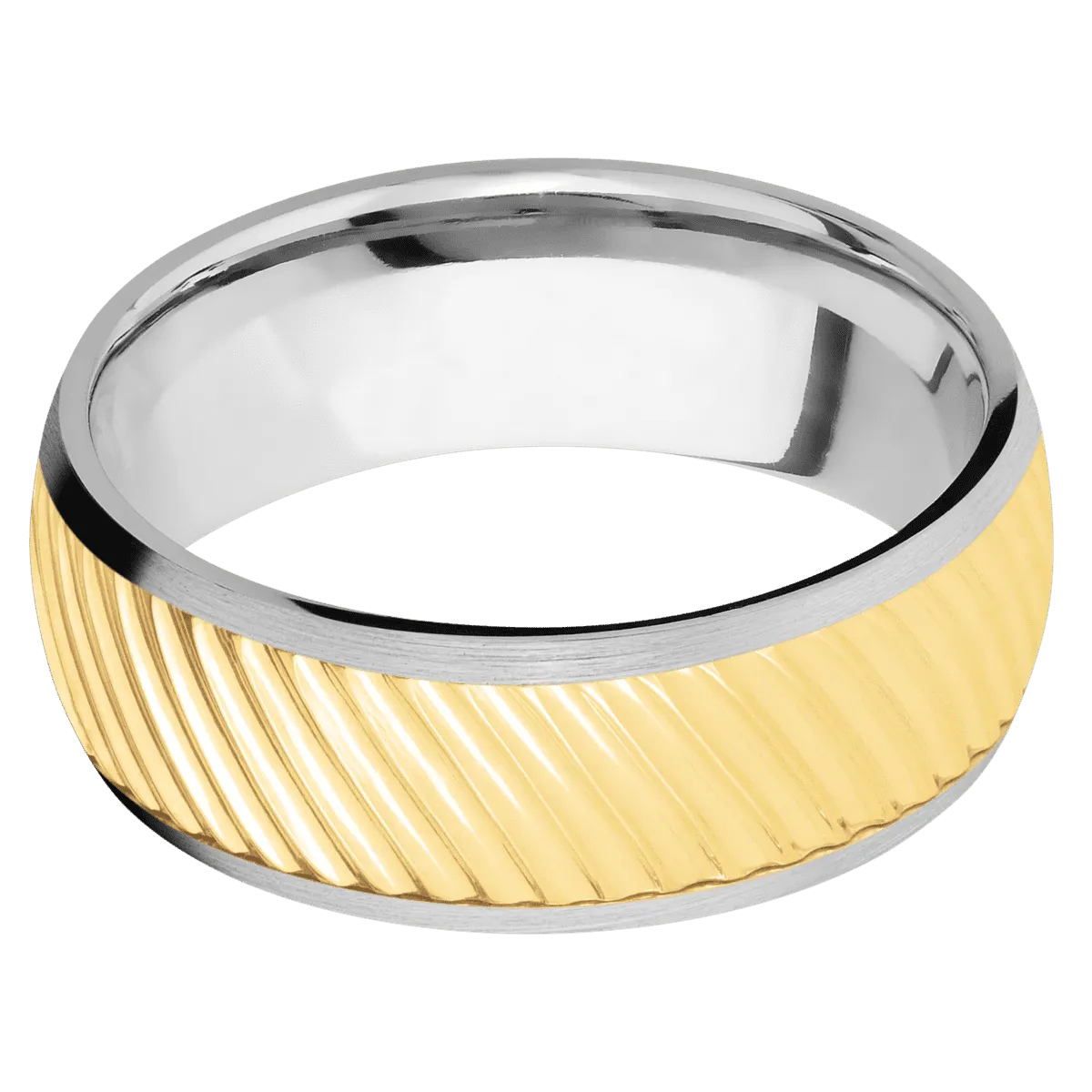 14K White Gold with Satin Finish and 14K Yellow Gold Inlay