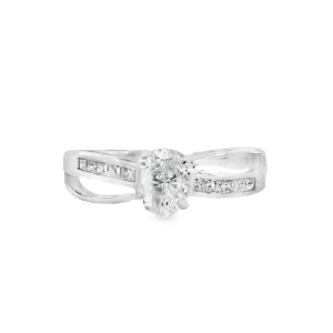 14K White Oval Diamond 0.50Ct Vintage Engagement Ring