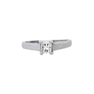 14K White Princess Diamond 0.38Ct Solitaire Engagement Ring