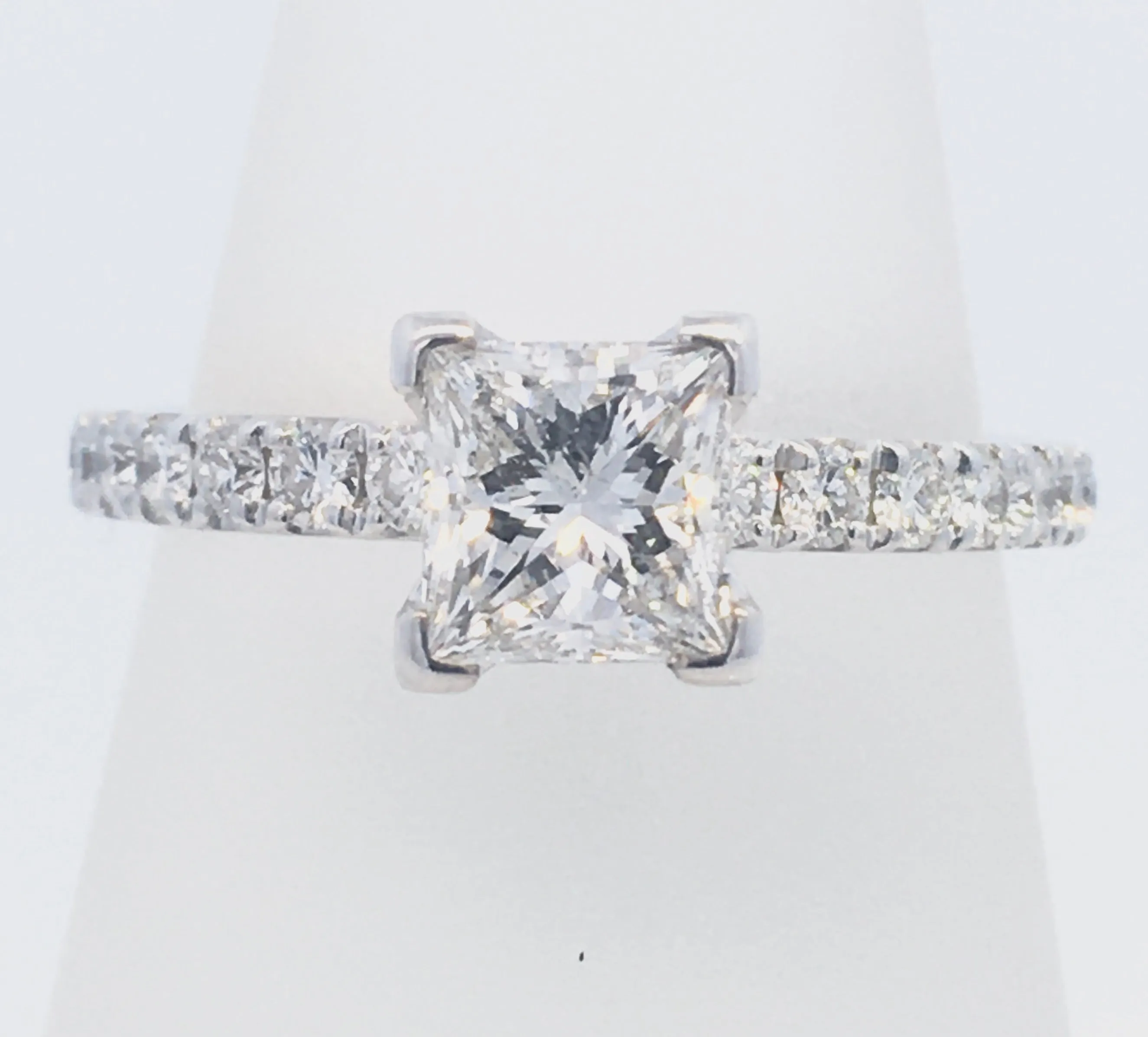 14K White Princess Diamond 0.45Ct Solitaire Engagement Ring