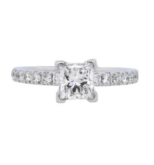 14K White Princess Diamond 0.45Ct Solitaire Engagement Ring