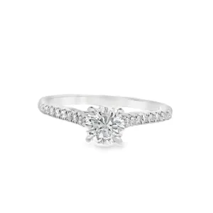 14K White Round Diamond 0.51Ct Solitaire Engagement Ring