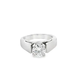 14K White Round Diamond 0.91Ct Solitaire Engagement Ring