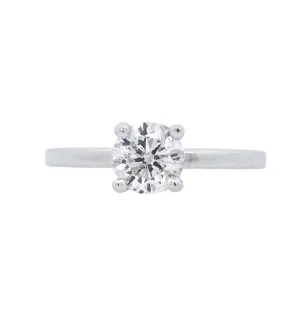 14K White Round Diamond 1.03Ct Solitaire Engagement Ring