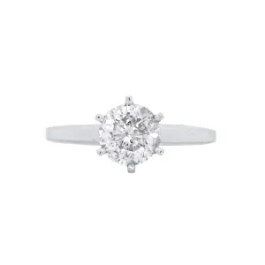 14K White Round Diamond 1.31Ct Solitaire Engagement Ring