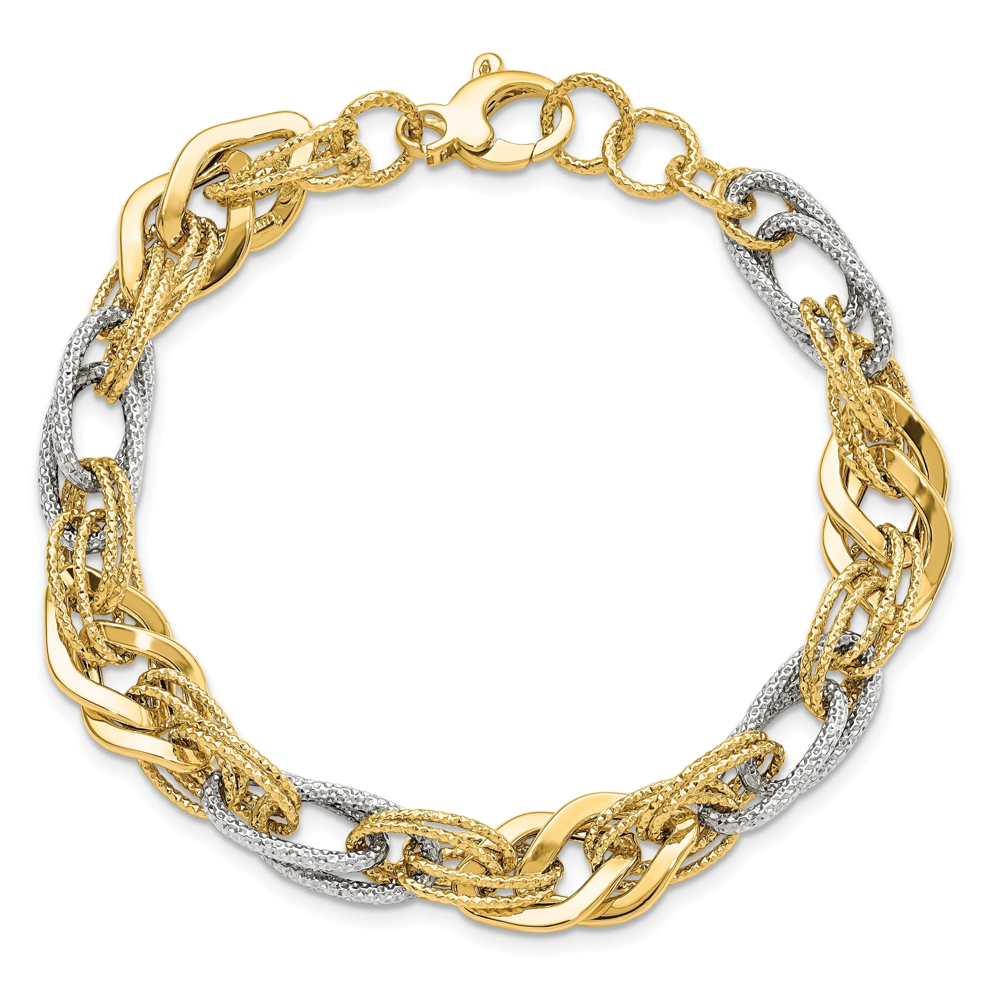 14k Yellow and White Gold Polished D.C Bracelet