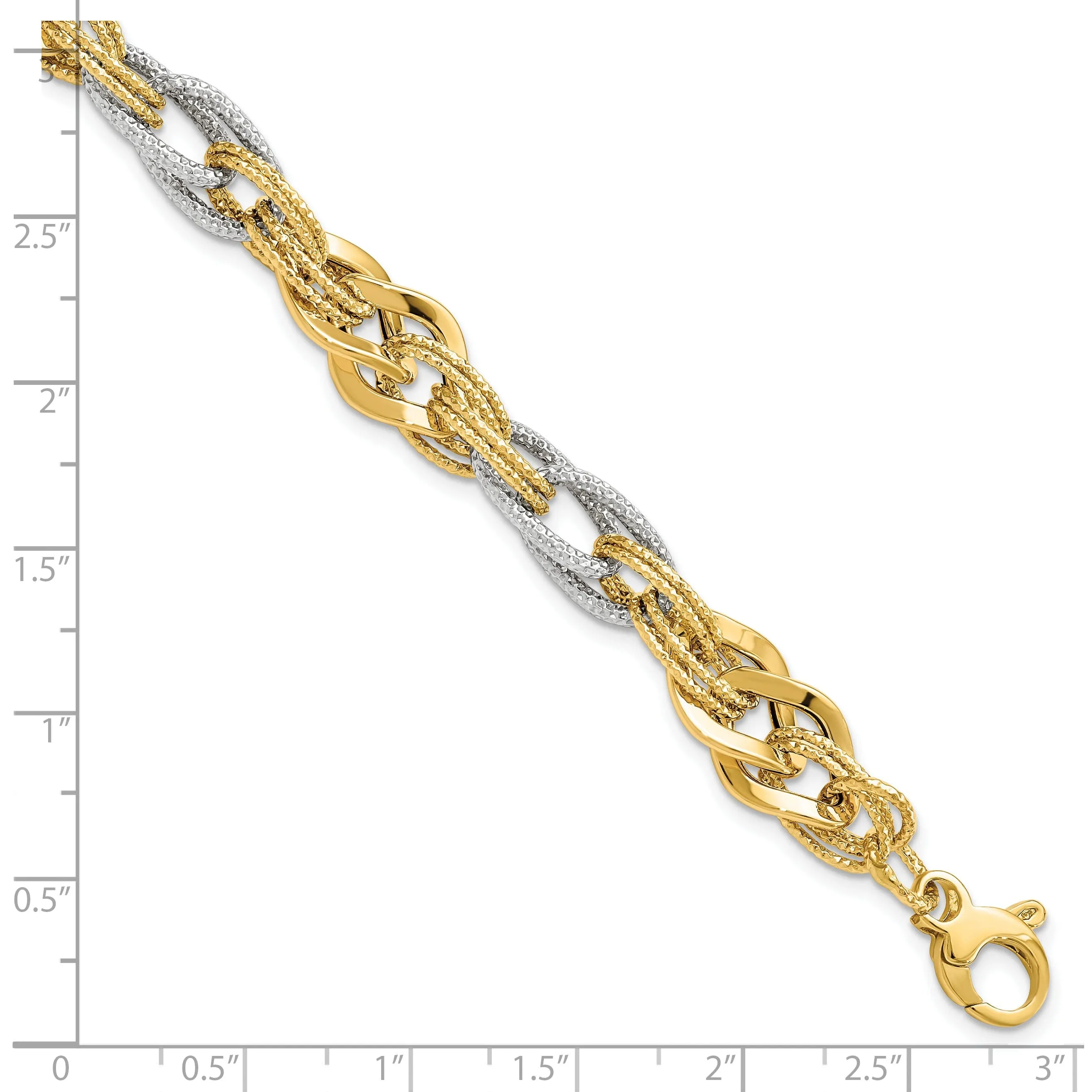 14k Yellow and White Gold Polished D.C Bracelet