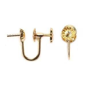 14K Yellow Ear Screw 5mm Cup With Peg