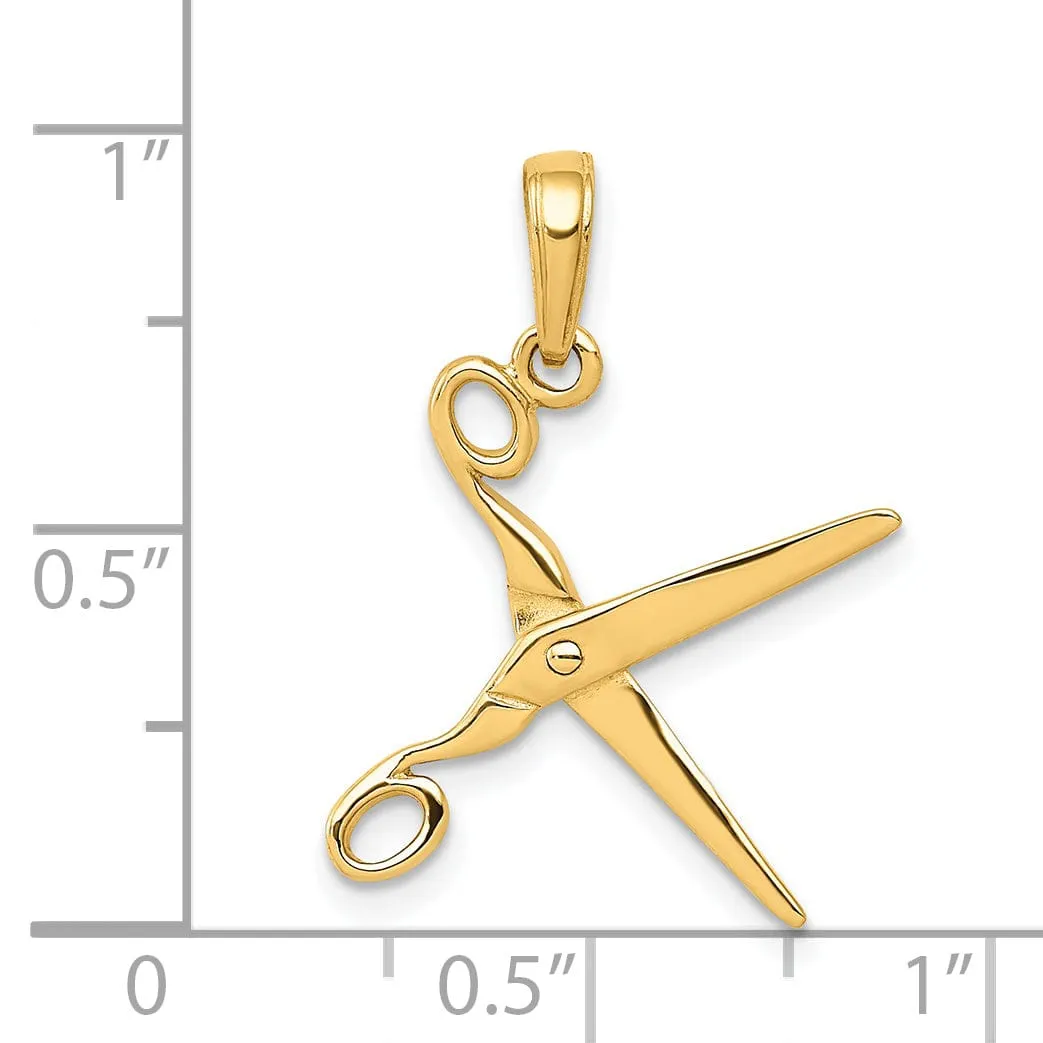 14k Yellow Gold 3-D Moveable Scissors Charm