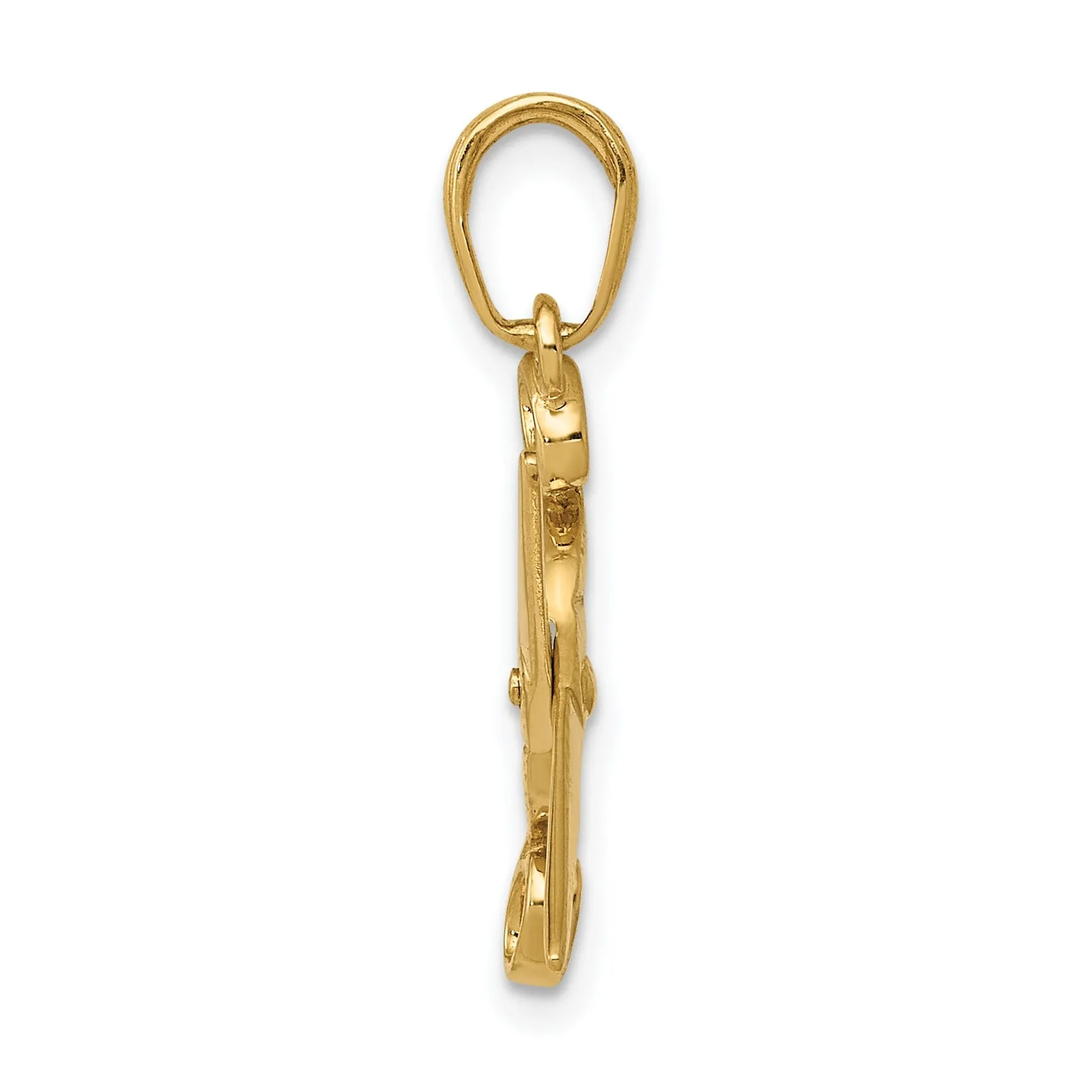 14k Yellow Gold 3-D Moveable Scissors Charm