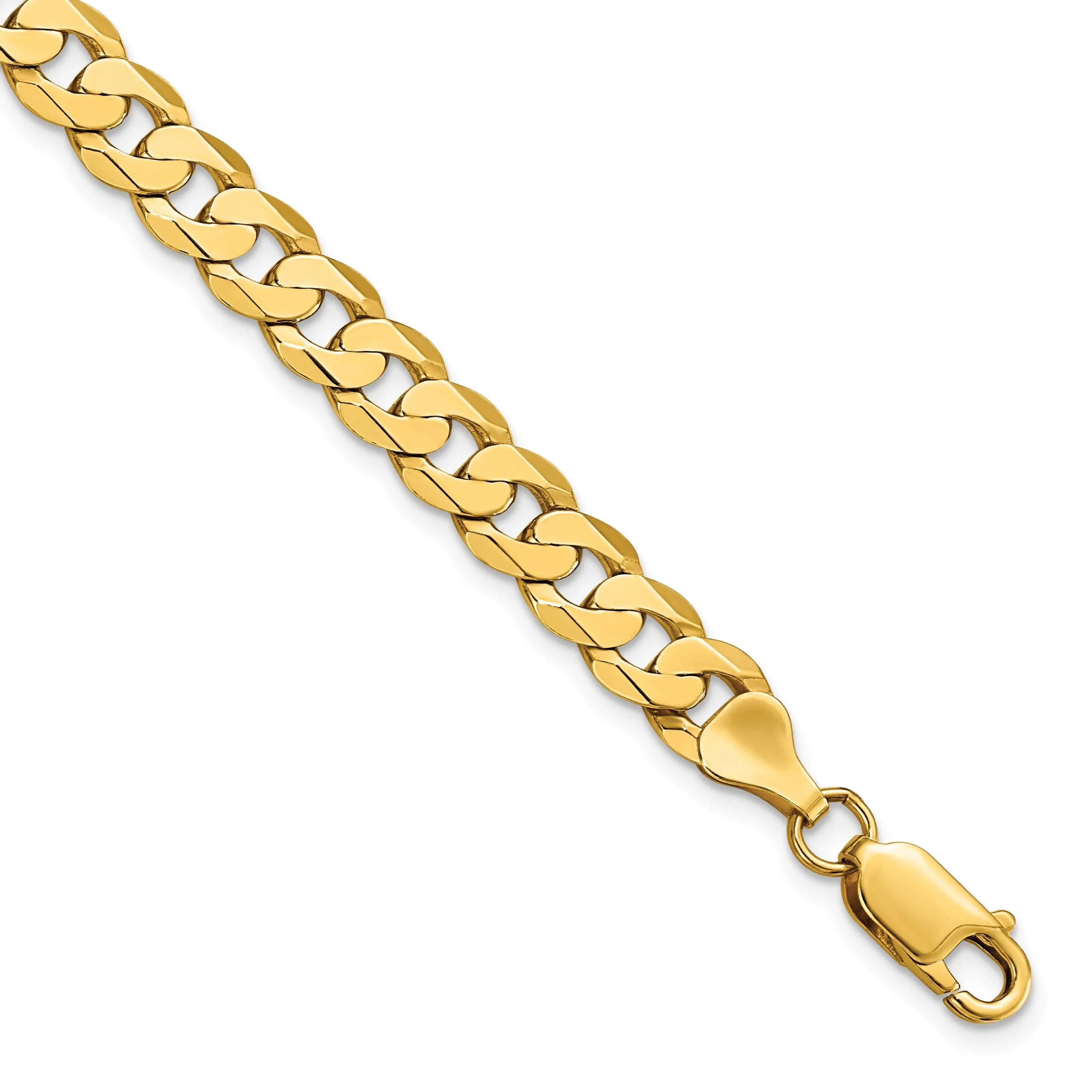 14k Yellow Gold 6.75mm Beveled Curb Bracelet