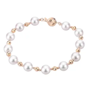 14K Yellow Gold Akoya Pearl & Brilliance Bead Bracelet