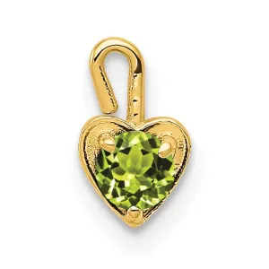 14k Yellow Gold August Birthstone Heart Charm