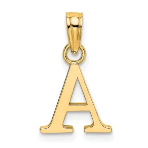 14K Yellow Gold Block Design Small Letter A Initial Charm Pendant