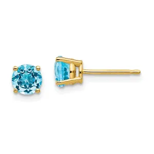 14k Yellow Gold Blue Topaz Earring