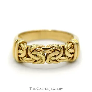 14k Yellow Gold Byzantine Designed Ring with Bar Accents