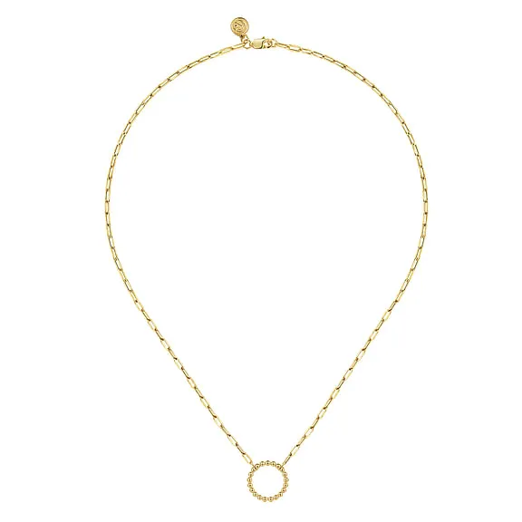 14K Yellow Gold Chain Necklace with Bujukan Circle