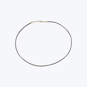 14K Yellow Gold Coffee Leather Cord Necklace