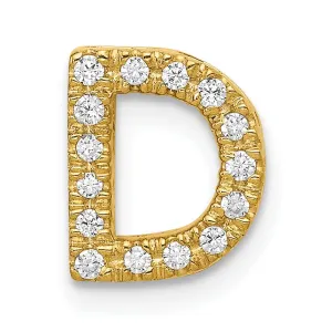 14K Yellow Gold Diamond 0.15-CT Letter D Initial Charm Pendant