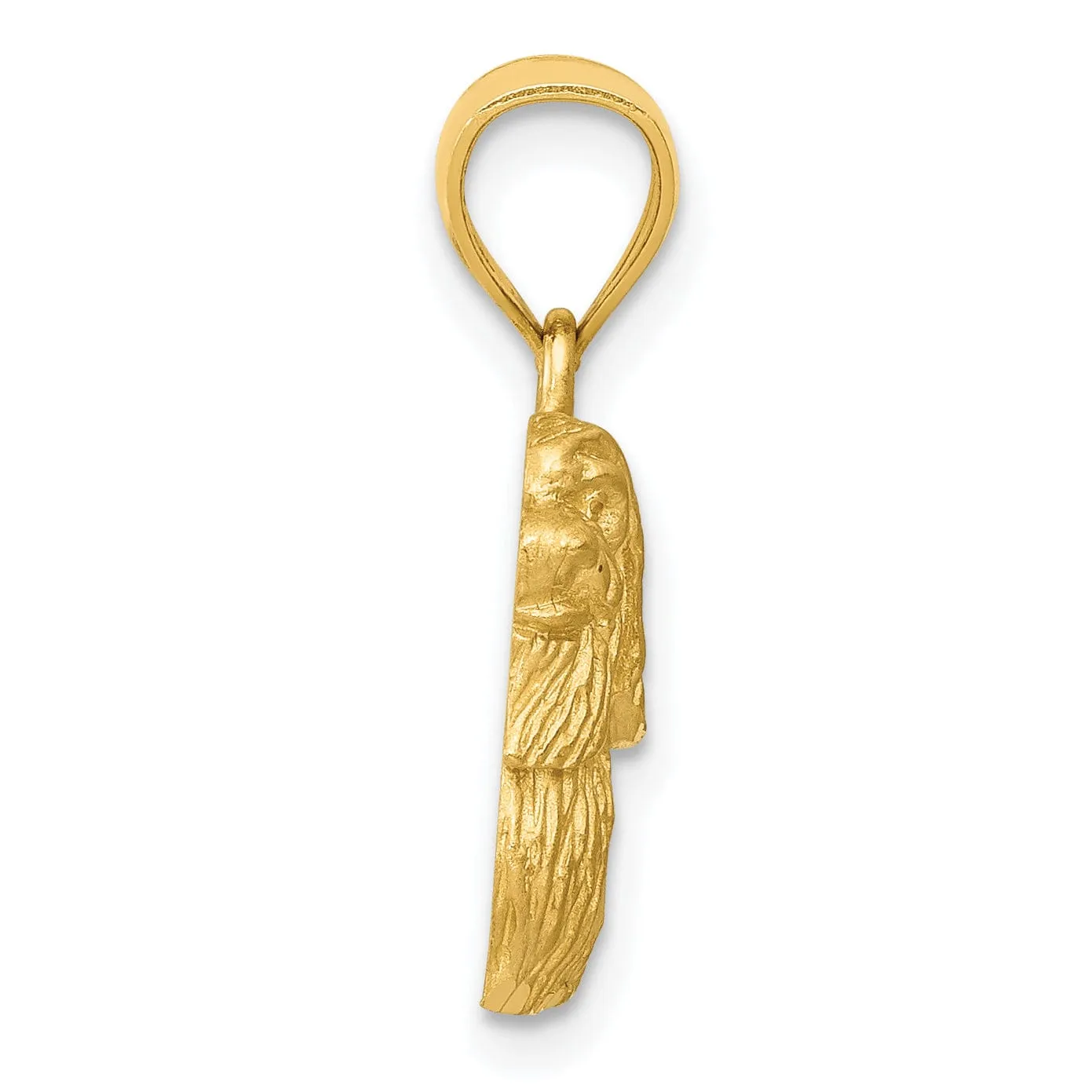 14k Yellow Gold Diamond-cut Concave Casted Solid Brushed Finish Shih Tzu Charm Pendant