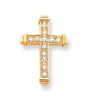 14k Yellow Gold Diamond Latin Cross Pendant