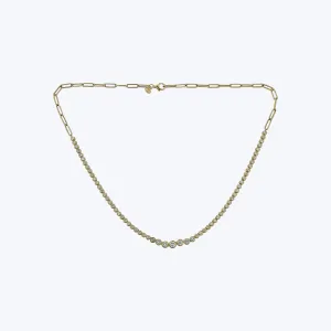 14K Yellow Gold Diamond Tennis Necklace