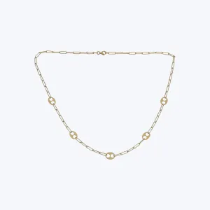 14K Yellow Gold Flat Mixed-Link Necklace