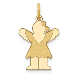 14k Yellow Gold Girl in Dress With Bow Love Charm