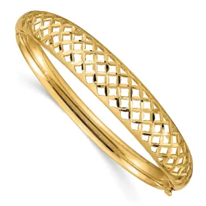 14k Yellow Gold Graduated Fancy Weave Bangle Bracelet