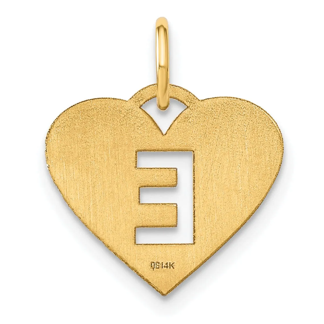 14k Yellow Gold Heart Cut-Out Letter E Initial Pendant