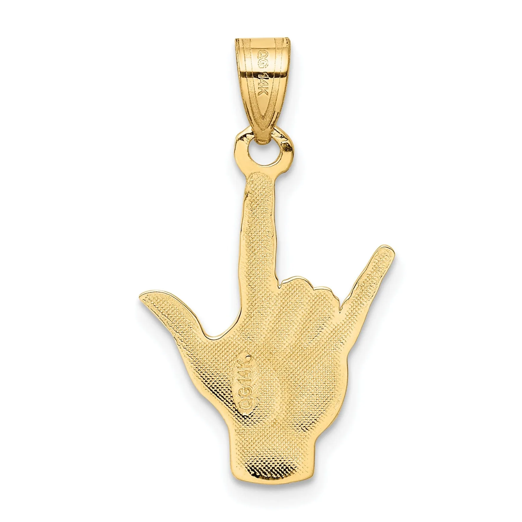 14k Yellow Gold I Love You Hand Sign Language Charm