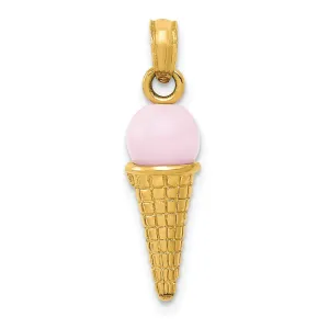 14k Yellow Gold Ice Cream Cone Charm Pendant